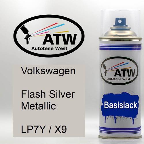 Volkswagen, Flash Silver Metallic, LP7Y / X9: 400ml Sprühdose, von ATW Autoteile West.